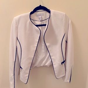 White blazer with black piping trim H and M